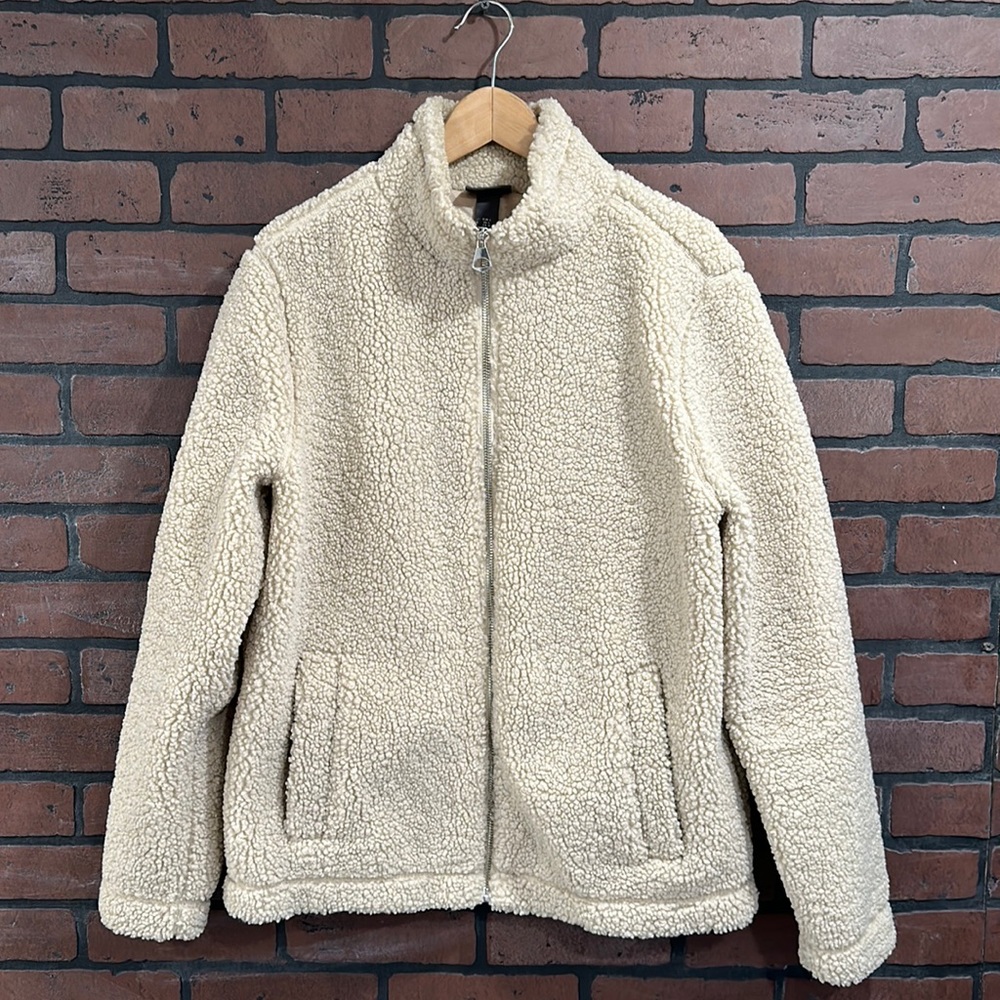 Cream H&M Sherpa full zip top, Size L (US)